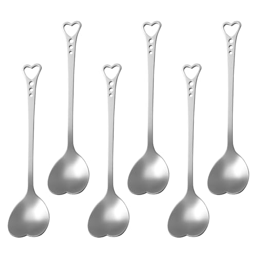 BESTonZON 6pcs Edelstahl Herz Form L?ffel Nette Scoop sch¨¹tteln L?ffel f¨¹r Dessert Kaffee Kuchen von BESTonZON