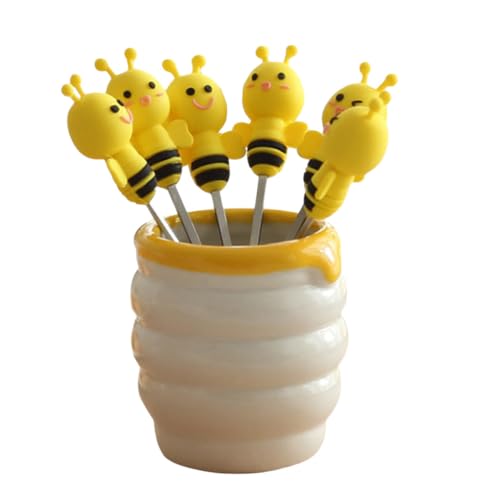 BESTonZON 7pcs Edelstahl Picks Obst Gabeln Partypicker in Biene Form von BESTonZON