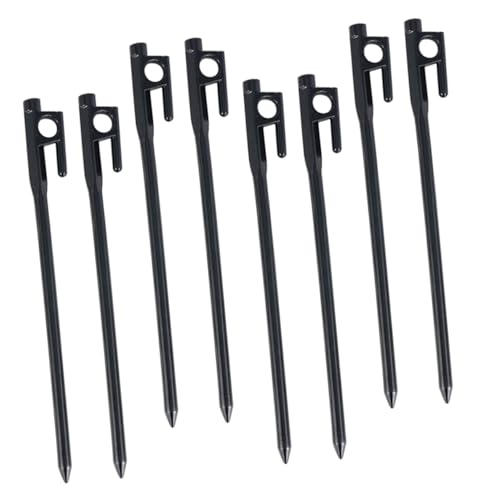 BESTonZON 8 Stück Teiliges Gusseisen Zeltheringe mit Seitlichem Öhr Runde Köpfe Stabiles Erdanker Outdoor Zelte Pavillons und Markisen Lange Robuste Bodenfixierer von BESTonZON