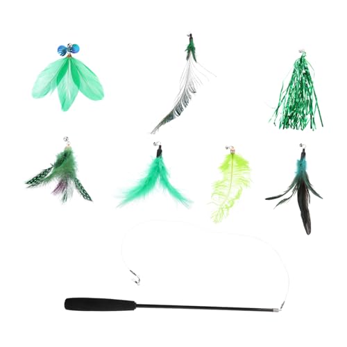 BESTonZON 8 Stück Teiliges Katzenspielzeug Set mit Langlebigen und Plüschfedern Interaktiver Katzenangel für Wohnungskatzen Fördert Bewegung und Stressabbau Geeignet für Katzenrassen von BESTonZON