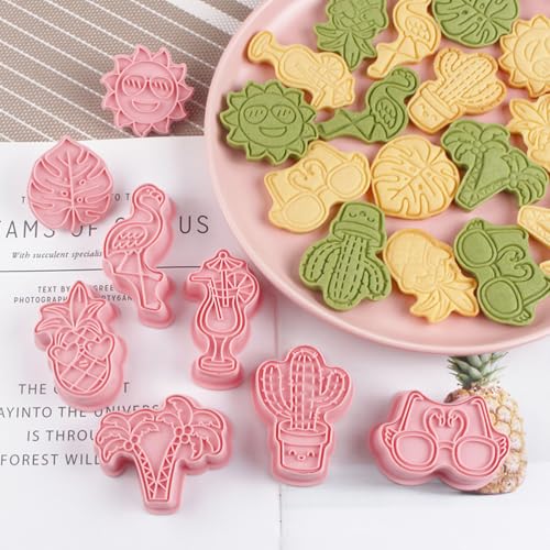BESTonZON 8st Sommer-ausstecher Flamingo- Keksformen Gebäckschneider Keksstempel Sommer- Backwerkzeuge Tropischer Keks Keksformen Für Zu Hause Cookie-Stempel Kaktus von BESTonZON