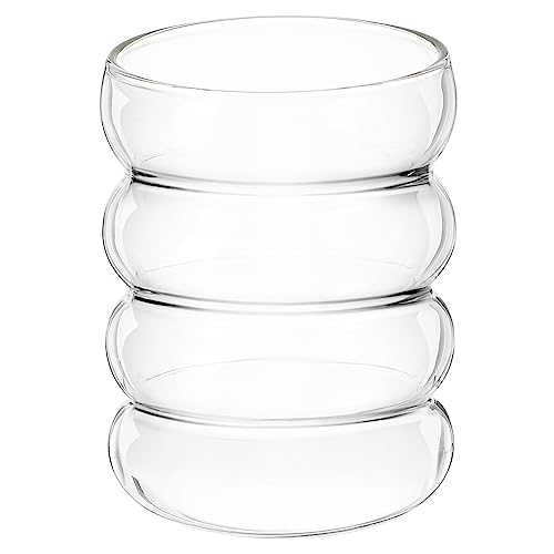 BESTonZON Allzweckglas Gerippte waren Wellige Trinkgläser Wellenform-Getränkegläser Vintage-Trinkgläser Blasenbecher Wellige becher Bar- Für Wasser Limonade Tee Kaffeekanne von BESTonZON