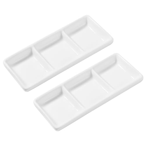 BESTonZON Auflaufförmchen, quadratische Auflaufförmchen, weiße Schalen, Snack-Servierschalen, Mini-Dessertschalen, Keramik-Dip-Schüssel-Set, Porcelai-Minischalen, Ketchup, 2 Stück von BESTonZON