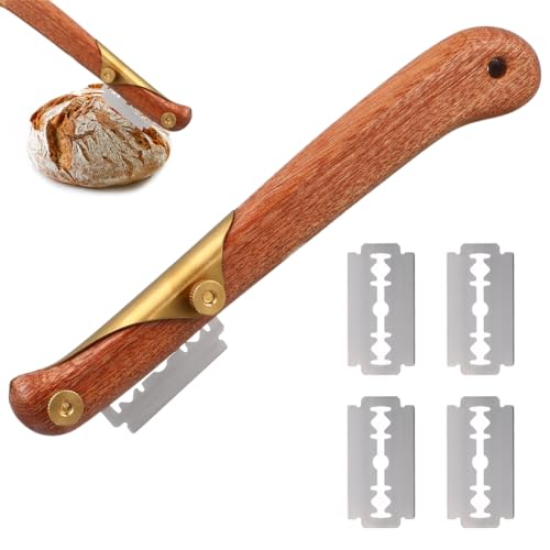 BESTonZON Bäckermesser Brot Lahm Teig Rasiermesser Baguettemesser Brotmesser Teigmesser Ritzmesser Brot Bäcker Cutter mit Ersatz Rasierklinge für DIY Brotteig Muster Laibkuchen Toast 1 Set von BESTonZON