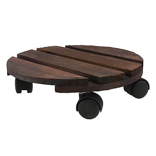 BESTonZON Bewegliches Holzblumentopf Tablett mit Universalrädern Runder Pflanztopf Halter für Drinnen und Draußen Einfach zu Reinigen für Große Pflanzen und Vasen von BESTonZON