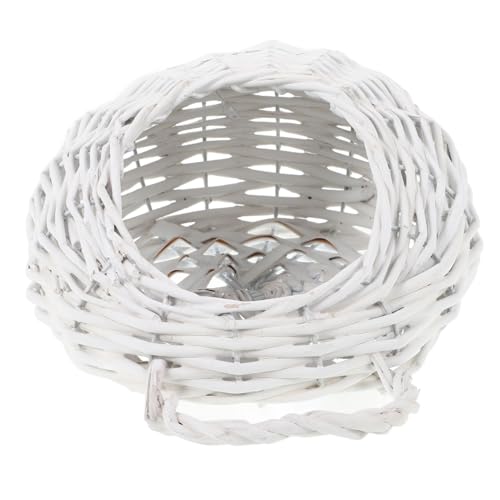 BESTonZON Blumenkorb aus Rattan hängender geflochtener Korb gewebter Wandbehang Pflanzen Organisation Geflochtener hängender Blumenkorb Hängekorb für Blumen Wandblumenkorb Weide Weiß von BESTonZON