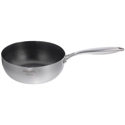 BESTonZON Bratpfanne aus 304 Edelstahl Kochpfanne Waben Wok Pfanne 18CM Kochtopf Pfanne Antihaftbeschichtet Pfanne mit Griff Gourmet Pfanne Geeignet für Gasherd Induktion Zuhause Restaurant von BESTonZON