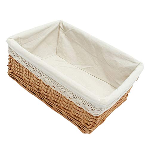 BESTonZON Brotkorb Rattan Obstkorb Geflochtener Korb Rattan Korb mit Stoff Geflochtener Korb Servierkorb Picknickkorb Geflochtener Korb Regalkorb Snackkorb Aufbewahrungskorb für Küche Zuhause Picknick von BESTonZON