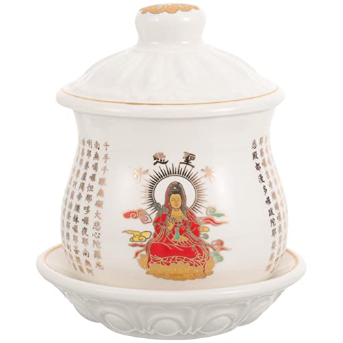 BESTonZON Buddha-cup Räucherschale Teetasse Aus Porzellan Ritualbecher Buddhistische Schale Feng-shui-dekoration Buddhistischer Opferbecher Fruchtopferschale Keramik Yoga Obstschale von BESTonZON