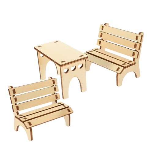BESTonZON DIY Holz Tisch und Bank für Hamster Selbstmontage Stabiles Langlebiges Kleintierspielzeug mit Glatten Kanten Fördert Bewegung und Spaß für Hamster und Kleine Haustiere Teiliges von BESTonZON