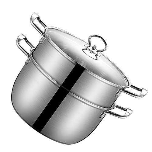 BESTonZON Dampfgarer Edelstahl Topf Glasdeckel Schichten Suppentopf Kochtopf Gemüsedämpfer Topf mit Dämpfeinsatz Multifunktional Kochen Dämpfen Kochgeschirr Zuhause Küche Restaurant BESTonZON Dampfgarer Edelstahl Topf Glasdeckel Schichten Suppentopf Kochtopf Gemüsedämpfer Topf mit Dämpfeinsatz Multifunktional Kochen Dämpfen Kochgeschirr Zuhause Küche Restaurant von BESTonZON