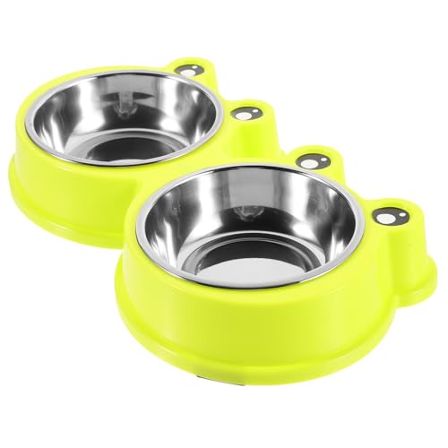 BESTonZON Doppelnapf für Katzen und Kleine Hunde und Bruchsicher Langsam Fressender und Trinkschale Bequeme Fütterung für Welpen und Kätzchen Grün von BESTonZON