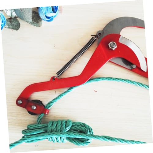 BESTonZON Doppelschlaufige Gartenschere mit Seil Kraftsparende Baumschere für Obstzweige Ergonomisch Stoßdämpfend Federunterstützt Langlebig für Garten Park und Obstbäume Rot von BESTonZON