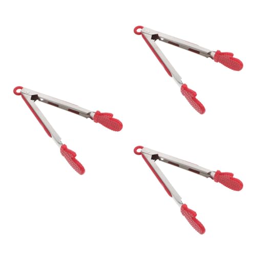 BESTonZON 3-teiliges Küchenzange Set, Kochzange mit Edelstahl und Silikonspitze, Küchenzange Grillzange Silikonzangen Zange, Fleischzange, Nudelzange zum Kochen, Grillen von BESTonZON