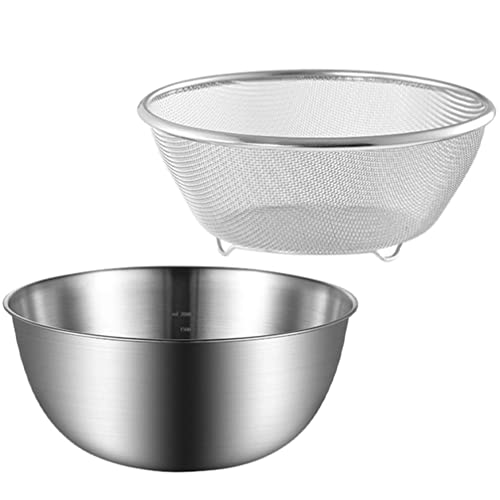 Edelstahl Küchensieb Set 22Cm - Reiswaschschüssel & Abtropfkorb, Obst Gemüse Waschkorb, Multifunktional Für Küche von BESTonZON