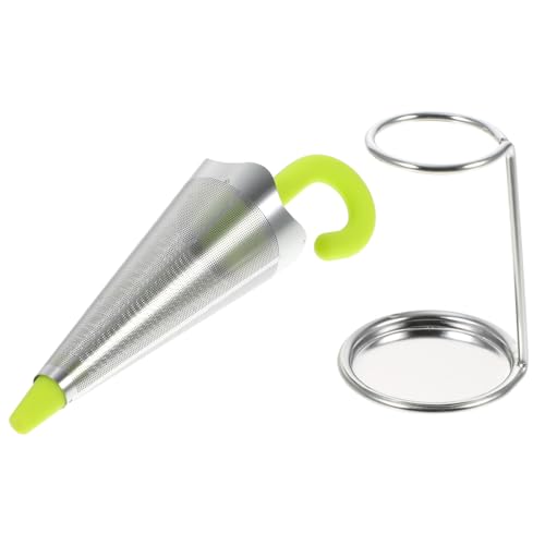 BESTonZON Edelstahl Tee Ei Teesieb Mit Regenschirm Design Lebensmittelecht Rostfrei Für Losen Tee Und Gewürze Geeignet Für Zuhause Und Büro Grün von BESTonZON