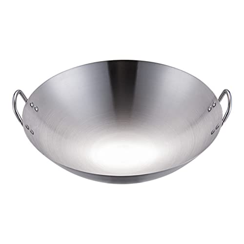 BESTonZON Edelstahl Wok Chinesische Pfanne Pan mit Griff Bratpfanne Induktion Wokpfanne Stielpfanne Allzweckpfanne Zuhause Restaurant Antihaft Topf Werkzeug f¨¹r Alle Herdarten K¨¹chenhilfe 32cm von BESTonZON