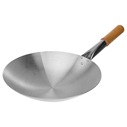 BESTonZON Edelstahl-Wok-Pfanne Mit Griff Rührpfanne Antihaft-Wok-Küchenkochgeschirr Für Elektro-Induktions- Gasherde 30Cm von BESTonZON