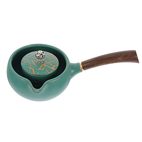 BESTonZON Einhand Teekanne Keramik Japanische Kyusu Tokoname Stil Teebereiter Kanne Chinesisch Kungfu Tee Teekrug Teekessel Service mit Holzgriff für Teehaus Teeliebhaber Grün, VIRYO09R4T02QZ11E von BESTonZON