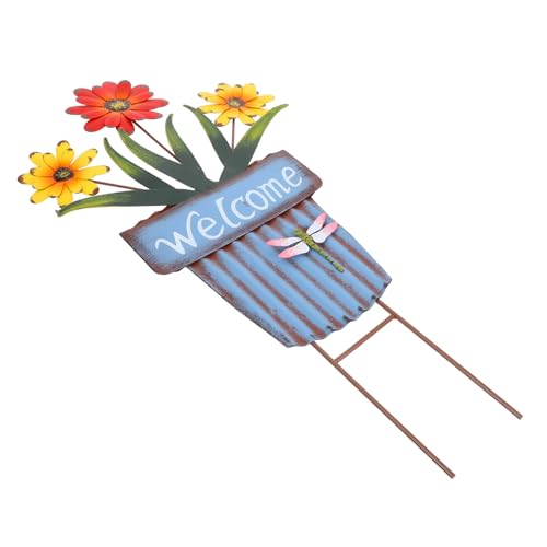 BESTonZON Eisen Gartenstecker Blumendeko Wetterfester Einsatz für Blumentöpfe und Beete Dekorativer Outdoor Stecker für Garten Terrasse Langlebig und Vielseitig Einsetzbar von BESTonZON