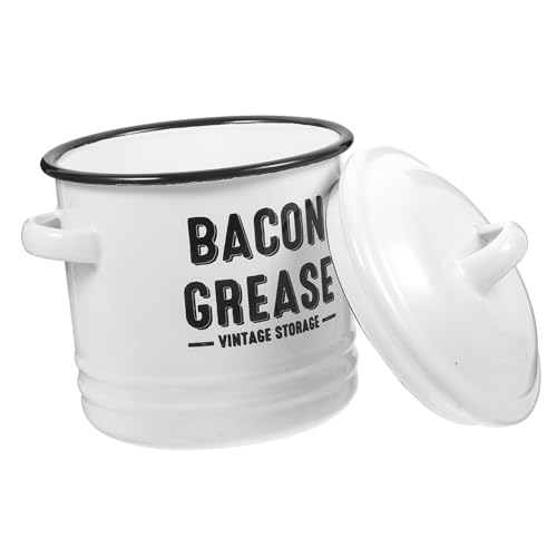 BESTonZON Emaille Schmalzbehälter 1200ml Mit Deckel Kleiner Kochtopf Mit Griff Antihaft Suppentopf Für Küche Multifunktional Für Aufbewahrung Von Lebensmitteln Für Suppen Reis Und Weitere von BESTonZON
