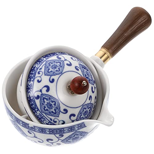 BESTonZON Fu Teekanne Keramik Teekessel mit Griff Chinesischer Japanische Kanne Fu Tee Set Kaffeekanne Wasserkrug Teebereiter Teekocher Teeservice für Losen Tee Teeliebhaber Weiß von BESTonZON