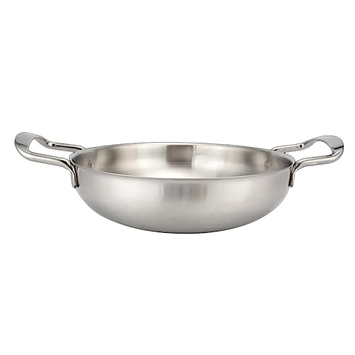BESTonZON Mini-pfanne Aus Edelstahl Tragbar 22 Cm Durchmesser Silberfarbenes Kochgeschirr Pfanne für Den Alltag Bratpfanne Spülmaschinenfest von BESTonZON