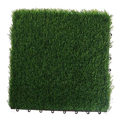 BESTonZON Grasboden Outdoor Teppich Gefälschte Grasmatte Kunstrasenfliesen Gefälschte Grasquadrate Künstliche Grasterrasse Grasfleck Kunstrasenplatten Grasfliese Garten Gras Plastik Grün von BESTonZON