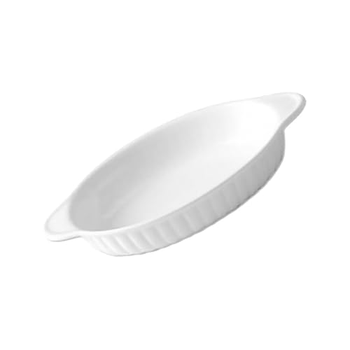 BESTonZON Grillpfanne Für Backofen Rechteckige Lasagnepfanne Teller Lasagnepfanne Rösten Gericht Backgeschirr Aus Porzellan Gratin-backform Kuchenform Backen Pudding Keramik Reis Weiß von BESTonZON