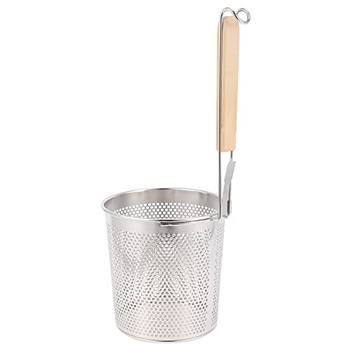 BESTonZON Große Runde Wok Sieb Sieb Braten Korb Edelstahl Holzgriff für Wärme Widerstand Udon Pasta Nudel Ramen Spülen Belasten Kochendem Braten 12Cm von BESTonZON