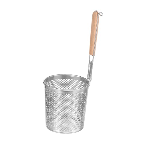 BESTonZON ?e Runde Wok Sieb Sieb Braten Korb Edelstahl Holzgriff f¨¹r W?rme Widerstand Udon Pasta Nudel Ramen Sp¨¹len Belasten Kochendem Braten 14Cm von BESTonZON