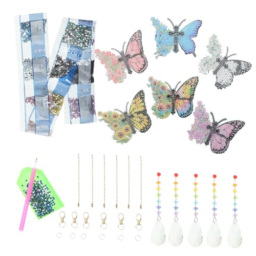 BESTonZON Hängeornament Mit -malerei-Schmetterling Für DIY-Garten-Dekoration Fenster Oder Wand-Dekoration Filigranes Windspiel Für Innen Und Außenbereich von BESTonZON