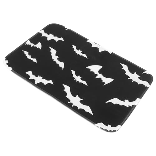 BESTonZON Halloween Fußmatte mit Bat rutschfeste Türmatte für Küche und Bad Strapazierfähige Unterlage Feuchtigkeitsabsorbierend Waschbar Rutsch Bodenschutz für Eingangsbereich von BESTonZON