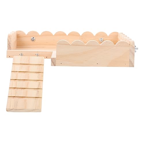 BESTonZON Hamster Holzplattform mit Leiter Stabile Kletterleiter und Plattform aus Langlebigem Holz Einfach zu Montierendes Kleintier für Hamster Meerschweinchen und Kleine Nagetiere Großes von BESTonZON