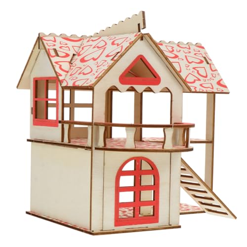 BESTonZON Hamsterhaus Holz Zweistöckig mit Leiter Kleintier Kletterspielzeug aus Natürlichem Holz Langlebig Atmungsaktiv für Zwerghamster Meerschweinchen Innenbereich Kleines Haustier von BESTonZON