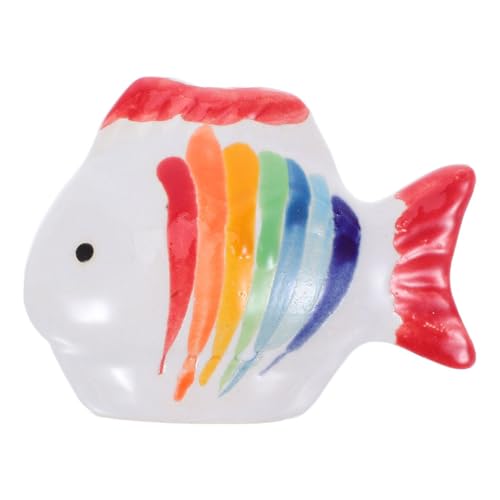 BESTonZON Handbemalte Farbige Keramik-fischfiguren Lebensechte Schwimmende Aquarium-Dekoration Handgefertigte Keramikfische mit Streifen für Teiche Fischbecken und Gartendekor von BESTonZON