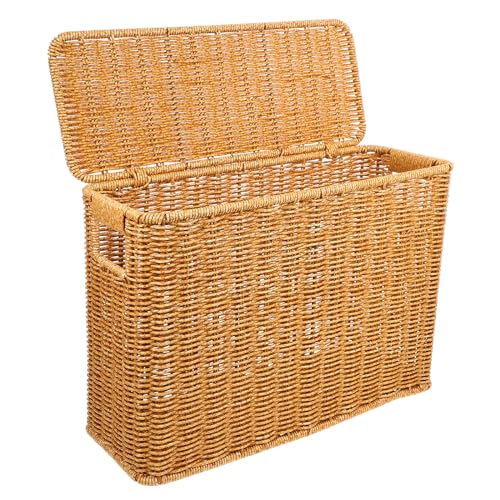 BESTonZON Geflochtener Aufbewahrungskorb Mit Deckel Und Griff Dekorativer Storage Basket Für Zeitschriften Spielzeug Und Küchenutensilien Woven Storage Container Für Vielseitige Nutzung von BESTonZON