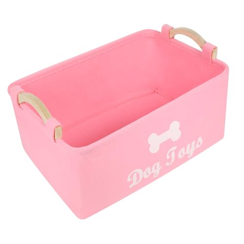 BESTonZON Haustier Aufbewahrungsbox aus Filz mit Holzgriff Praktische und Stilvolle Lösung zur Aufbewahrung von Hundespielzeug Groß Rosa von BESTonZON