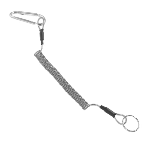 BESTonZON Hochelastische Ausziehbare Angelsicherung mit Robustem Stahlseil D förmiger Schnellverschluss Leichter Spiralförmiger Schutz für Angelruten und Outdoor sport Anti verlust von BESTonZON