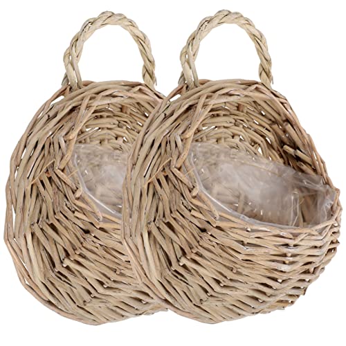 BESTonZON Hochzeitsdeko 2 Stück Wand-Pflanzgefäß Hängender Blumenkorb Weiden-Rattan-Aufbewahrungskorb Gewebte Weidenvase Hängender Blumentopf Für Garten Innen- Und Außenbereich Küchenschrank von BESTonZON