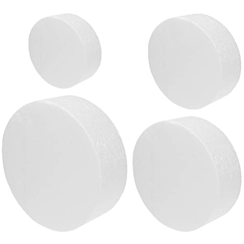 BESTonZON 4 Stück Schaum Kuchen Modelle Für Kuchendekoration Selbstgemacht Bäckerei Zubehör Runde Dummy Torten in Verschiedenen Durchmessern (50mm 100mm 150mm 200mm) von BESTonZON