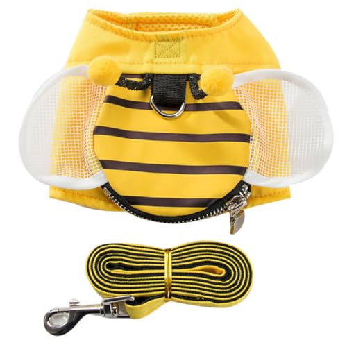 BESTonZON Hundegeschirr Set aus Atmungsaktivem Netzstoff mit Brustschutz Langlebigem und Weste Design Verstellbar für Mittelgroße Hunde Gelbem Brustgeschirr und Leine von BESTonZON
