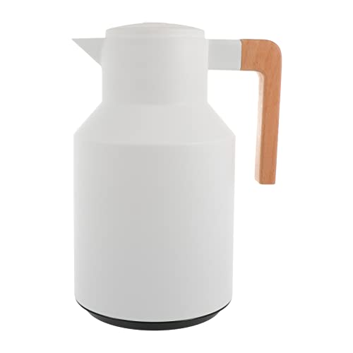 BESTonZON Kaffeespender Isolierkanne Thermoskanne mit Glaseinsatz Holzgriff Nordic Kaffeekanne Teekanne Wasserkanne für Kaffee Tee Getr?nke Wasser 1L ? Wassertrimmer von BESTonZON