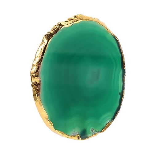 BESTonZON Jade-untersetzer Kristalle Untersetzer Hausschmuck Wohnkultur Esstisch Einzigartige Untersetzer Geode Untersetzer Tassenuntersetzer Runde Untersetzer Vergoldet Grober Achat Bier von BESTonZON