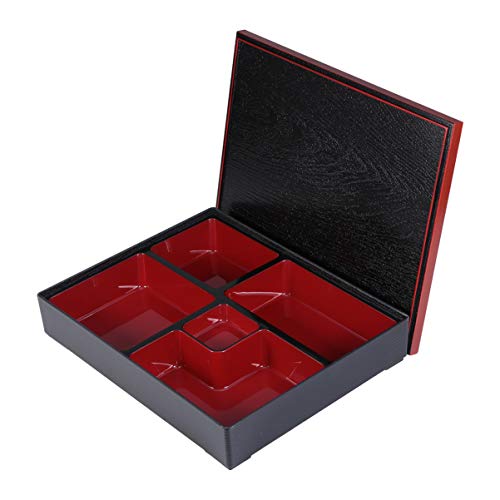 BESTonZON Japanische Kunststoff Lackiert Mittagessen Bento Box Traditionellen Hause Tablett Lebensmittel Träger Lebensmittel Container Tray für Restaurant Oder Zu Hause von BESTonZON