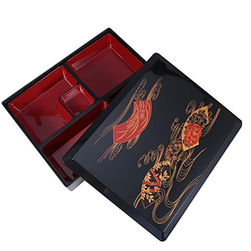 BESTonZON Japanische Lackiert Mittagessen Bento Box Traditionellen Hause Tablett Lebensmittel Träger Lebensmittel Tray für Restaurant Oder Zu Hause von BESTonZON