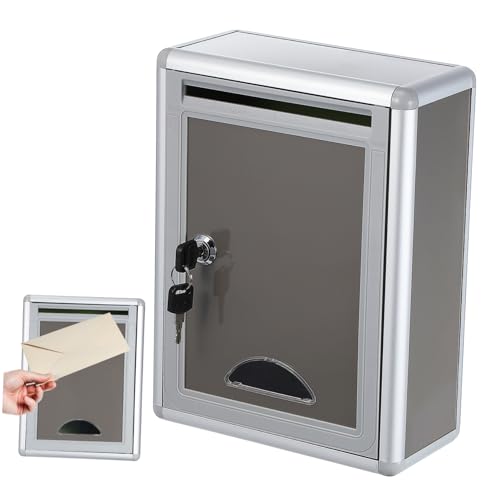 BESTonZON Kasten Kreative Vorschlagsbox Metallständer Trinkgeld Box Safe-schließfach Vorschlagsbox Mit Schlitz Vorgeschlagene Dropbox Briefkästen Wandpost Rostfreier Stahl Büro Schmücken von BESTonZON