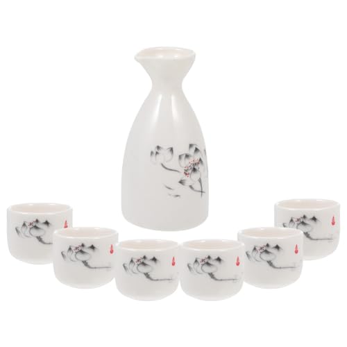 Keramik Japanischen Sake Set: 1 Portion Karaffe 6 Tassen Lotus Muster für ße Oder Kalte Sake von BESTonZON