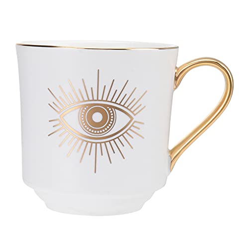 BESTonZON Keramik Kaffee Becher T¨¹rkische Augen Kaffee Tassen mit Griff Personalisierte Muster Tee Tasse (Wei?) von BESTonZON