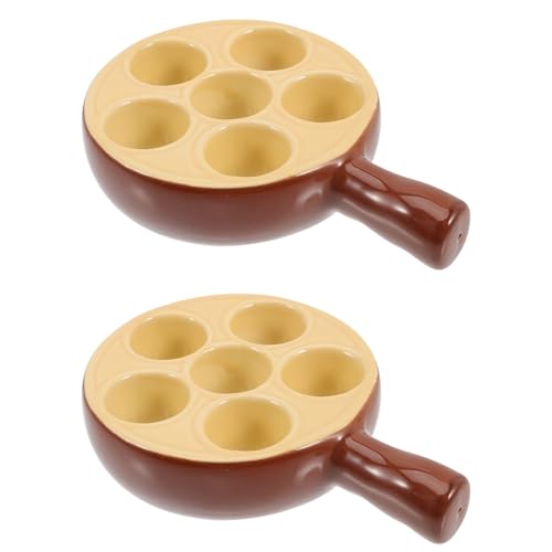 BESTonZON Keramikplatten 2 Stück Schneckengericht Schneckenteller Schneckentablett Weißes Geschirr Weißer Keramiktopf Schneckenzange Schneckenpfannen Muschelschale 6 Löcher Schneckenteller von BESTonZON